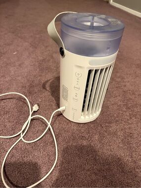 Portable White & Translucent Blue Personal Air Cooling Fan